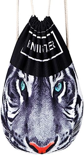 AIZHE 3D Print Animal Personalized Cool Drawstring Bag Gym Bag Large Drawstring Backpack Sackpack for Shopping Sport Yoga (Tiger)