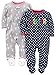 Simple Joys by Carter's Baby Girls' Cotton and Fleece Footed Sleep and Play, Pack of 2, Grey/Navy, 3-6 Months