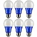 Sunlite 40468 LED A19 Colored Light Bulb, 3 Watts (25w Equivalent), E26 Medium Base, Non-Dimmable, UL Listed, Party Decoration, Holiday Lighting, 6 Count, Blue