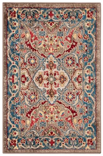 SAFAVIEH Kashan Collection Area Rug - 2'6" x 4', Taupe & Blue, Traditional Orie…