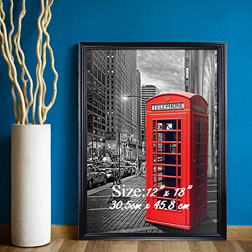 PETAFLOP 12x18 Frame Black Poster Frame 12x18 Hanging Picture Frames for 12 x 18 Inch Print, Set of 4 - Thumbnail 3