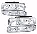 4 Piece Replacement Front Driving Park Head Light with Turn Signal Bumper Lamps For Chevy Silverado (Chrome Clear)