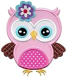 PatchMommy Iron On Applique Patch, Pink and Brown Owl 3 - Kids Baby
