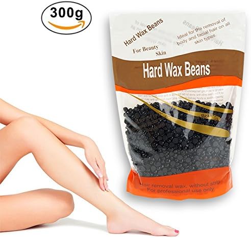 Wax Beans, Amwell Hair Removal Hard Wax Beans Depilatory Pearl Hard Wax for Facial Arm Legs & Sensitive Areas for Women Men,300g/10oz-black