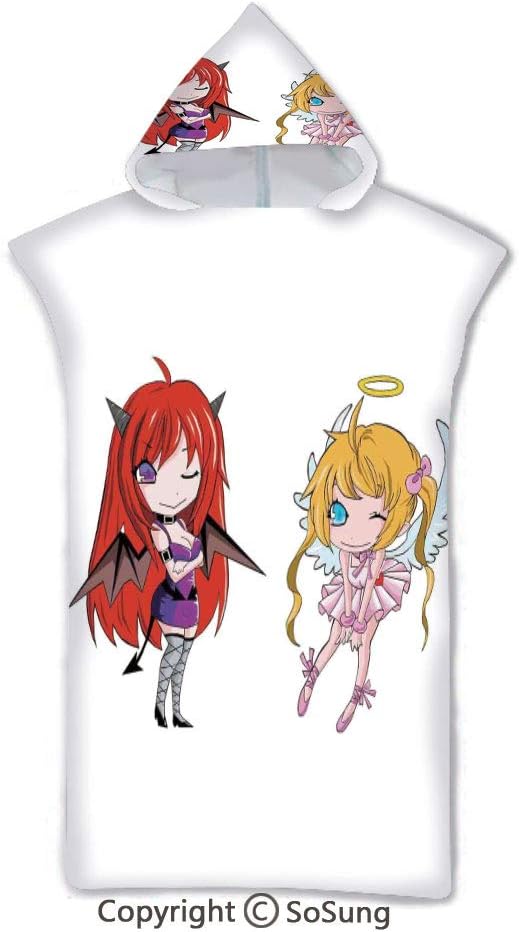 Amazon Com Anime Kids Hooded Beach Bath Towel Angel Girl With