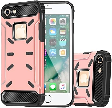 iPhone 7 Case, ANIYOH Hybrid Shockproof Rugged Armor Case Aluminium Metal Shell + Soft Silicone Anti-knock Phone Cover For iPhone 7 4.7 inch [High Impact Resistant] (Rose Gold/Black)