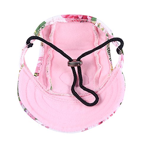 Cade Dog Hat -Flower Pattern Nylon Baseball Cap/ Dog Hats / Visor Cap with Ear Holes for Small Dogs (Floral Print) - Thumbnail 4