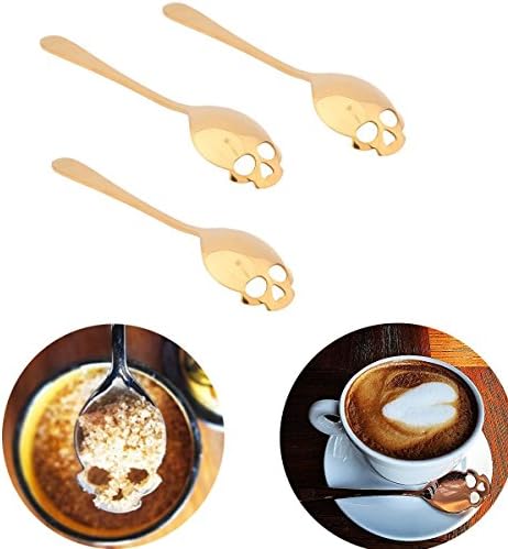 LGXANTT Stainless Steel Skull Sugar Spoon Tea and Coffee Stirring Spoon Set of (6)