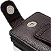 iGadgitz Black Leather Flip Case Cover for Sony Walkman NWZ-A15 NWZ-A17 NW-A25 NW-A27 8GB 16GB 32GB & 64GB with Detachable Carabiner + Belt Loop + Magnetic Closure + Screen Protector