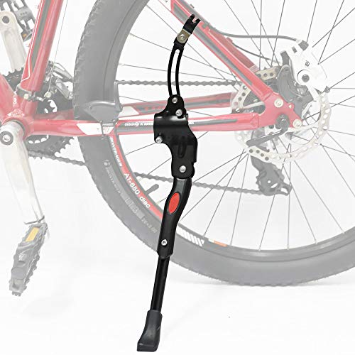 DRBIKE Bicycle Kickstand for 24â€ - 30" Mountain Bike, Adjustable Aluminum Alloy Rear Side Support for 700c Road Bike, Black (Black)