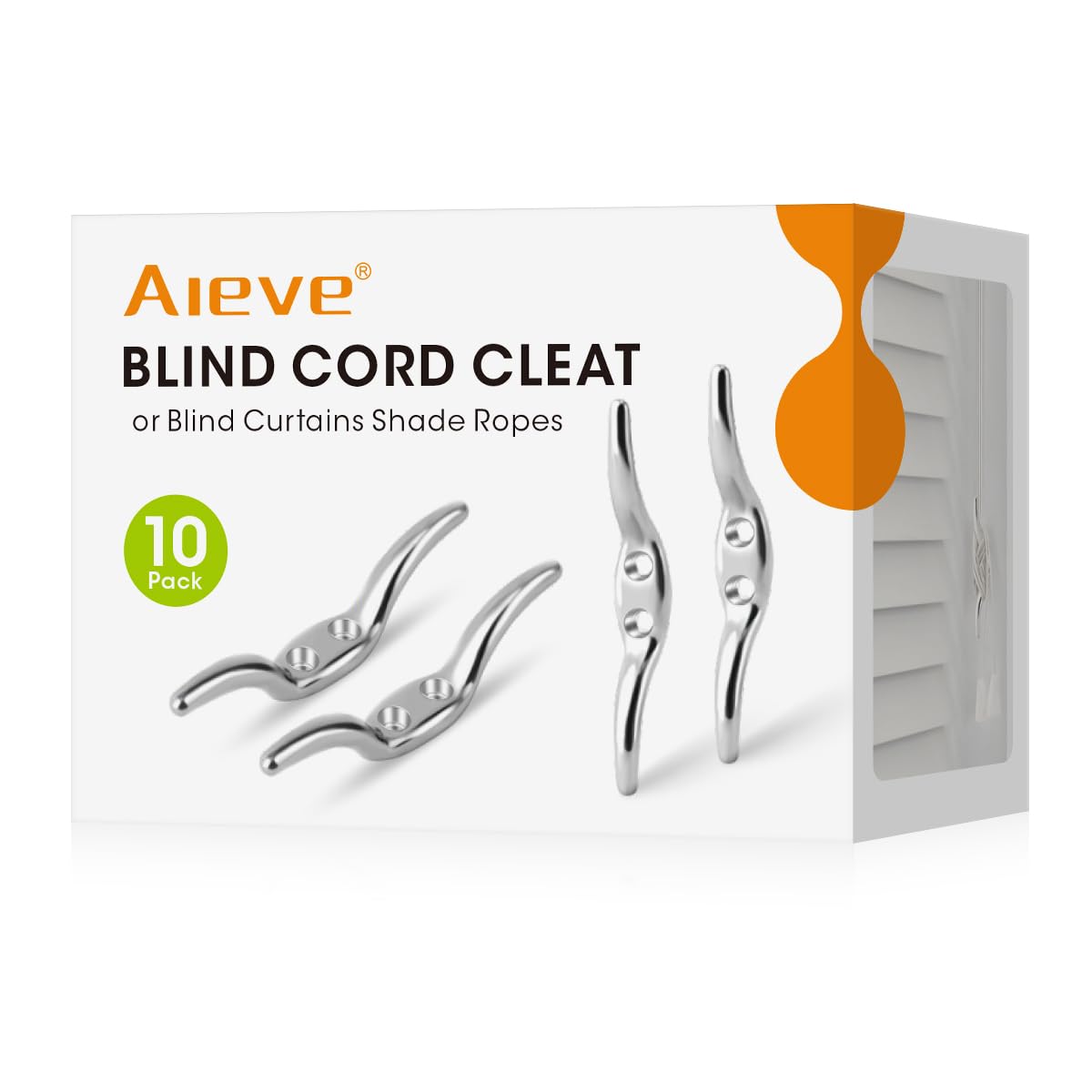 Aieve Cleat Hooks, Zinc Alloy Blind Cord Cleats Blind Cord Hooks with Screws for Roman Shade Curtains Sun Shades Ropes (10 Pack)