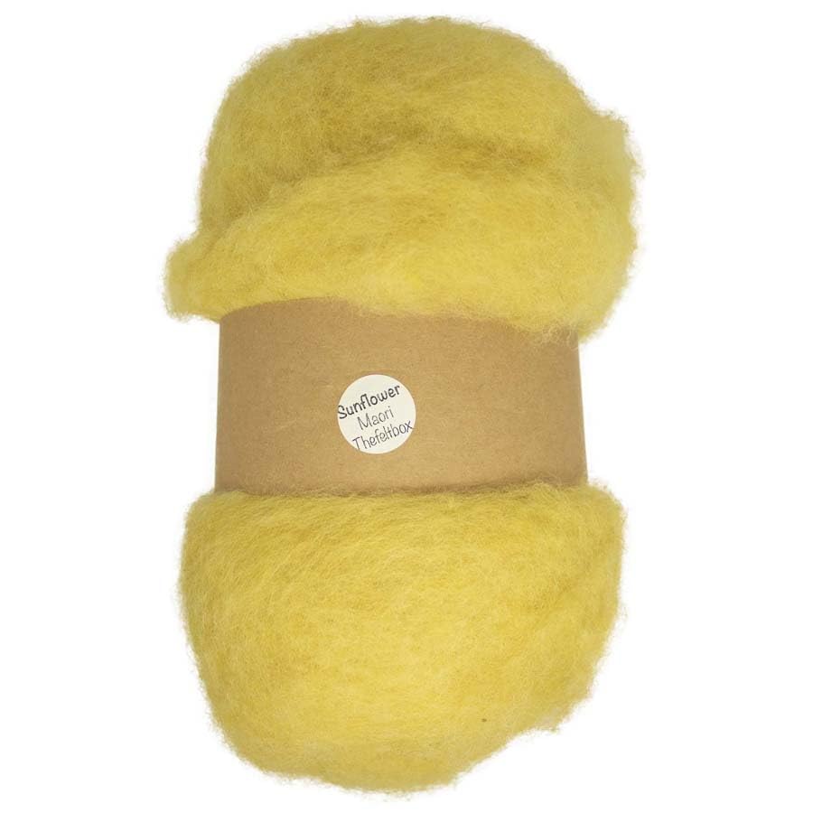 Needle Felting Wool 100g – Carded Batt for Needle & Wet Felting, Core & Finish – Maori DHG – Sunflower Yellow