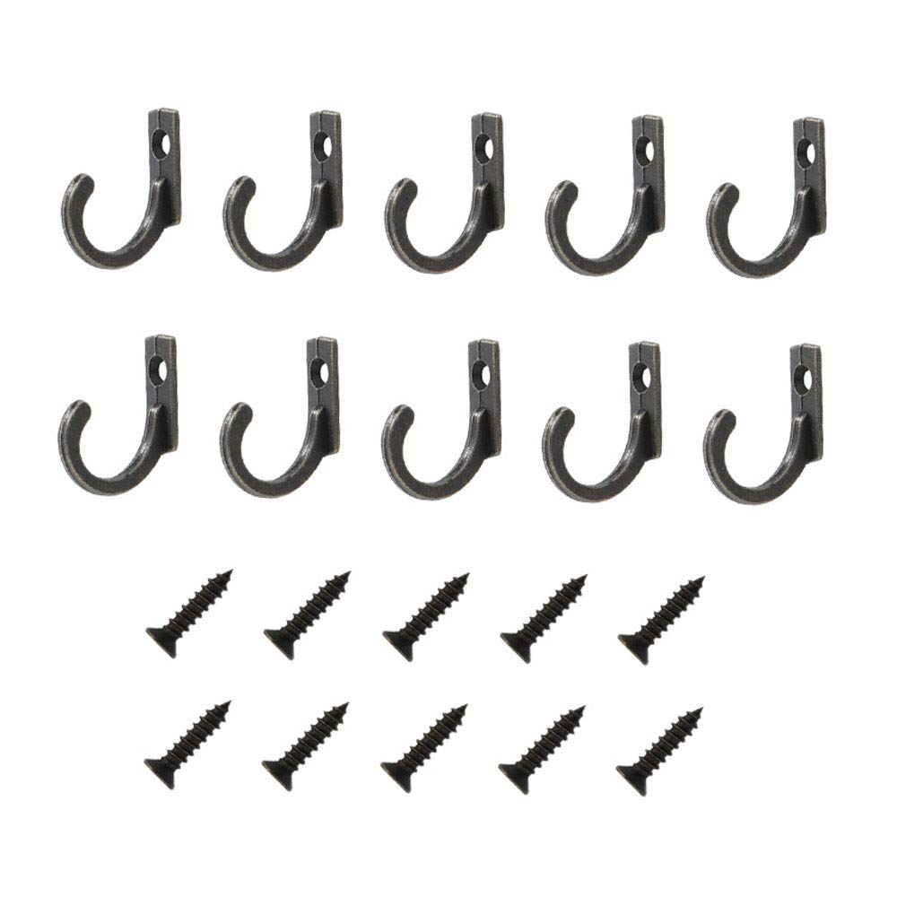 TopHomer Single Robe Hooks Metal Cloth Hanger Wall Mounted Hook for Bedroom Bathroom KitchenPack of 10 (Green Bronze)