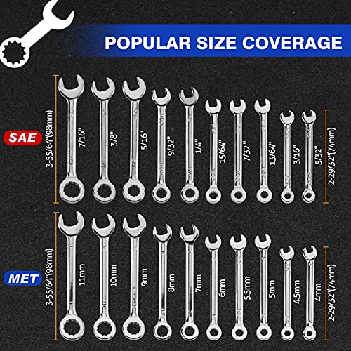 SPEEDWOX Mini Wrench Set Metric SAE Ignition Wrench Sets Open and Box