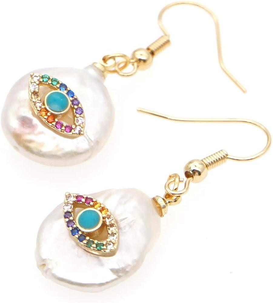 Pavo mal ojo pendiente Bohemia lujo agua dulce barroca perla pendientes