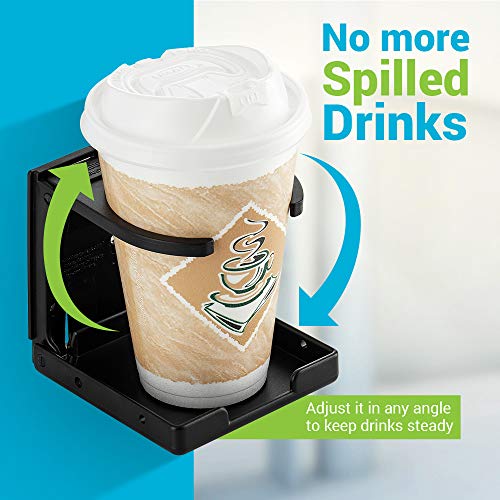 Serenily Universal Drinking Cup Holder - Portable Tumbler Beverage Bracket - No Spill with Secured Angled for Strollers Walkers Bicycles & Wheelchairs