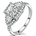 FENDINA Womens 18K White Gold Plated 3 Stone CZ Crystal Eternity Promise Ring Engagement Wedding Bands, Size 8