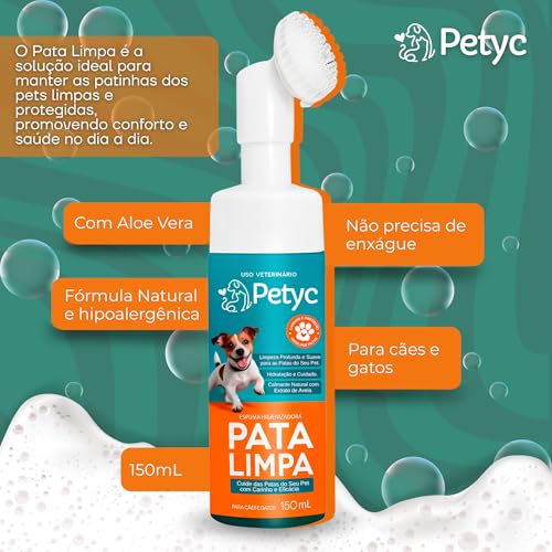 Pata Limpa 150 mL PETYC Higienizador de Patas para Cães e Gatos Espuma Relaxante (1 unidade)