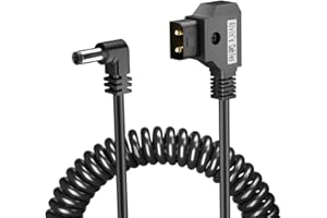 Alvin's Cables D-tap to DC Power Cable 12V 5.5mm×2.1mm DC Coiled Cable for Atomos Shogun, Ikan Monitor, Blackmagic Video Assi