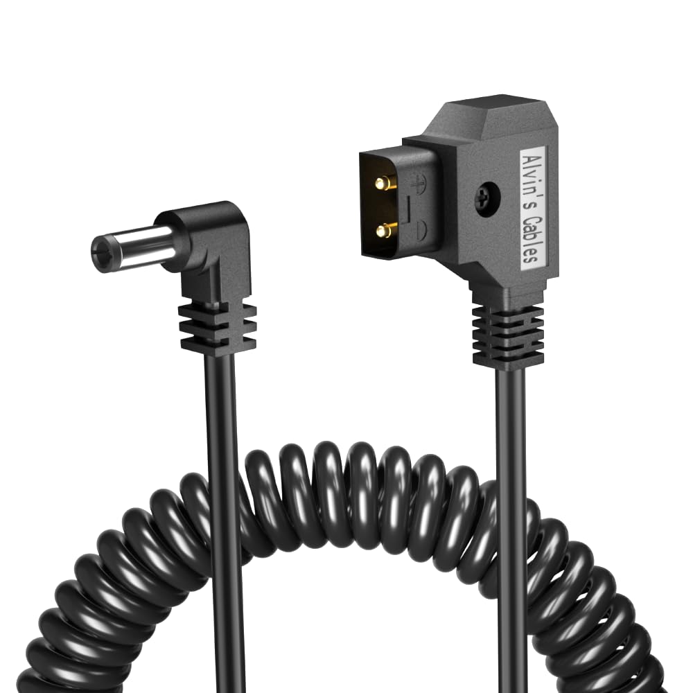 Alvin's Cables Anton Bauer D Tap to DC 12V Right Angle Coiled Power Cable for KiPRO LCD Monitors