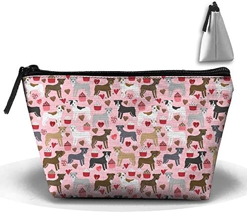 Pitbull Terriers Dog Love Trapezoid Multifunction Portable Make-up Makeup Bag Sewing Kit Medicine Bag Cosmetic Bag For Home Office Travel Camping Sport Gym Outdoor