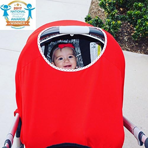 360° Modern Nursing Breastfeeding Cover & Car Seat Canopy – Luxurious Soft Organic Bamboo (Red) by Aria Claire