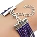 Sannysis Fashion Women Lovely Infinity Owl Pearl Friendship Multilayer Charm Leather Bracelets Gift (Purple)