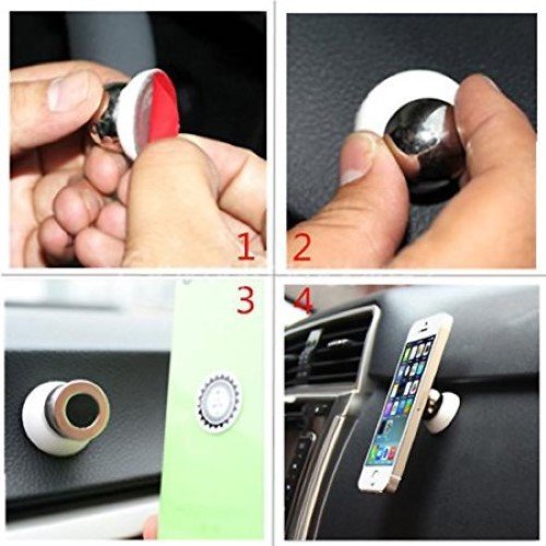 Rymemo 360 Degrees Universal Car Mount Sticky Magnetic Stand Holder For iPhone/Samsung Or Other Cellphones Adhesive Base & Easy Install On Desk, Or Car Dashboard, White