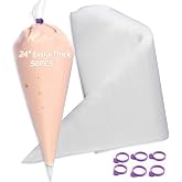 24 Inch Extra Large Piping Bags Disposable,50 Pack Thick Pastry Bags | with 6 Bag Ties,Anti Burst,Heavy Duty,Large Icing Bags,for Frosting,Cream,Pastry Filling,Cake Decorating bags