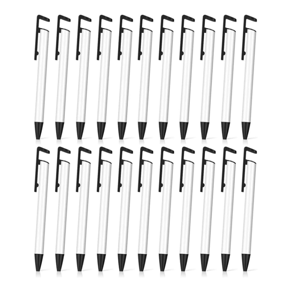 Eleqldwen 22 Pcs Sublimation Pens Blanks Bulk with Shrink Wrap Sleeves and Mobile Phone Stand Aluminum Sublimation Blanks Easy to Use