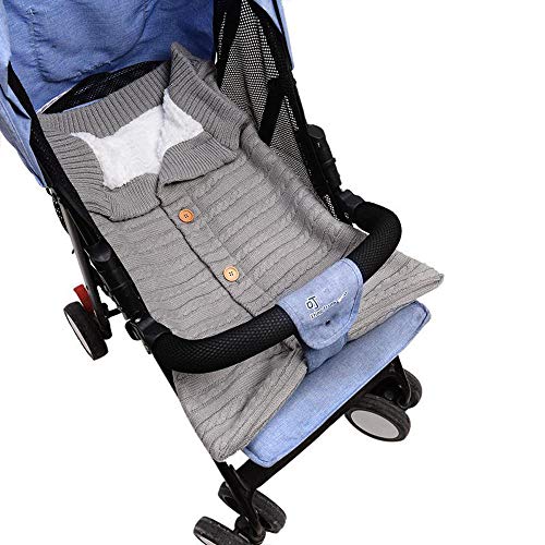 Newborn Infant Baby Blanket Knit Crochet Winter Warm Swaddle Wrap Sleeping Bag (Gray, 68x40cm/26.7x15.7)