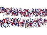 Patriotic Garland Decorations (2 Pack, 9 ft Each) - Tinsel in Metallic Red White and Blue for 4th of July Party, Veterans Day, Labor Day Holiday and More
