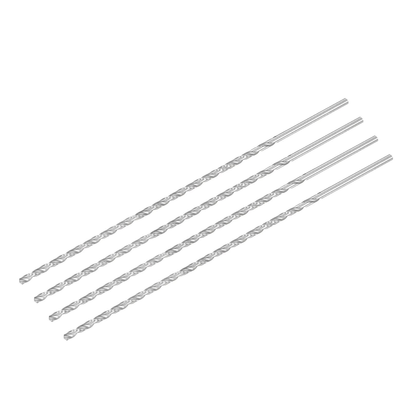 TA-VIGOR 4Pcs 3.5mm Extra Long Twist Drill Bits, 200mm Length High-Speed Steel HSS Straight Shank Spiral Drill Bits for Wood Metal Aluminum Plastic