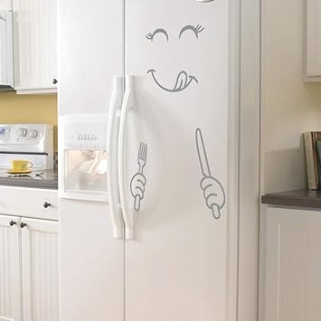 SHIFTALT Pegatina Linda Nevera Feliz Cara Deliciosa Cocina Nevera ...