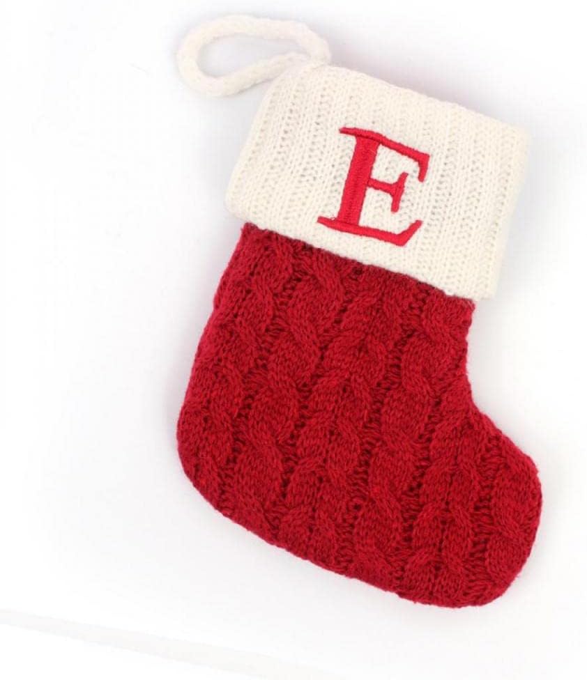 Stockings & Holders - Christmas Stocking with 26 Letter, Initial Embroidered Mini Cute Christmas Stockings Cotton Cord with White Super Soft Plush Cuffs Christmas Decorations, 5.5 * 7.1 in (E)
