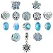 N'joy Rhinestone Birthday Charms Beads, Assorted Crystal Clap, Stoper, Dangle Pendant, Fit European Bracelet, Birthstone (16PCS Flower, March, December-Aquamarine)