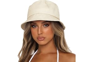 Sydbecs Bucket Hat for Women Men, Reversible Cotton Summer Sun Beach Cap Solid Color Style