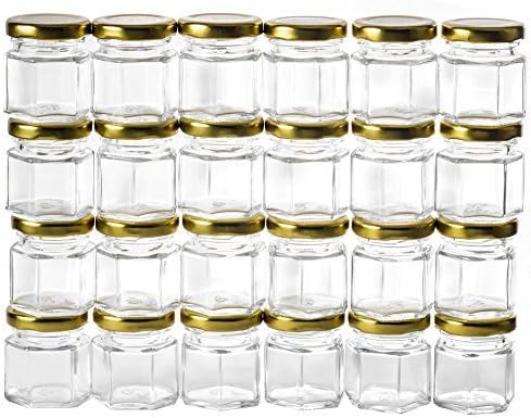 GoJars 1.5oz Hexagon Glass Jars (24, 1.5oz) by GoJars