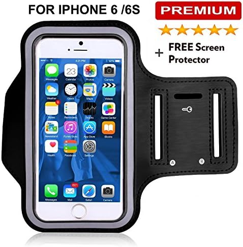 IPhone 6S Armband, IPhone 6 Armband, Water Resistant Sports Armband with Key Holder by SLBstores for iPhone 6 6S (4.7-Inch), Galaxy S3/S4, IPhone se, 5/5C/5S, Bundle with Screen Protector