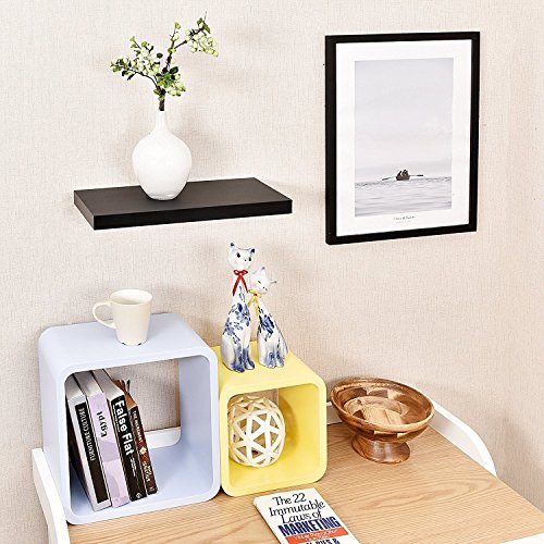 WELLAND Simons Floating Wall Shelf Ledge Shelves, 18-Inch, Black