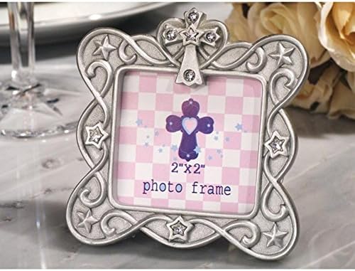 Blessed Events Cross Design Silver Photo Frame - 12 Pieces