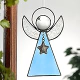 J Devlin ORN 215 Series Stained Glass Angel Ornaments Window Christmas Tree Decor Gift (Pale Blue)