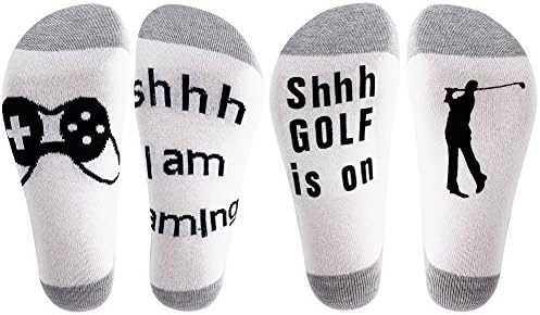 Winter Cotton Socks Game Day Funny Combed Novelty Sock 2 Pairs for Men Women PlayStation+Golf one size