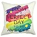 YOUR SMILE Perfect Day Cotton Linen Square Decorative Throw Pillow Case Cushion Cover 18x18 Inch(45CM*45CM) (YS050609)