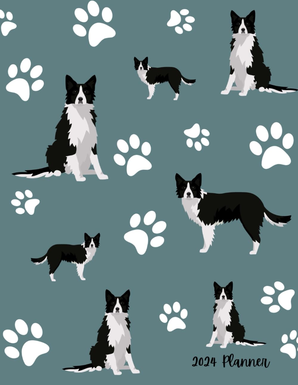 2024 Planner: Black Border Collie Cover - Dated Weekly and Monthly Page Views With Space For Notes