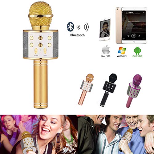 Wireless Bluetooth Microphone Audio Mobile Phone Karaoke Microphone, Handheld Bluetooth Speaker Player