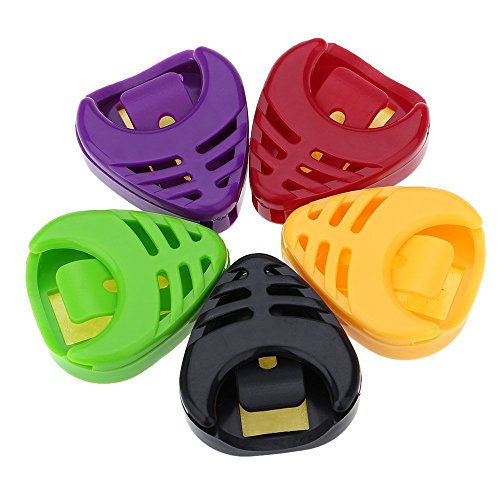 SODIAL Plactic Heart-shaped Guitar Pick Plectrum Holder Cases 5pcs Sticky and Portable