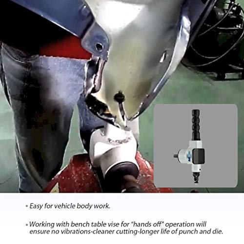 FIRSTINFO Taiwan Pro Auto Body Sheet Metal Cutter - Power Drill Nibbler with Extra 2 Punches Nibbler Drill Attachment for Straight Curve and Circle Cutting