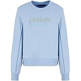 Armani Exchange womens Rhinestone Logo Crewneck Pullover Sweatshirt