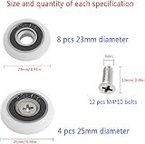 Lemiyoo 12 Sets Shower Door Wheels Rollers Replacement 23mm 25mm Curved Runners view 2
